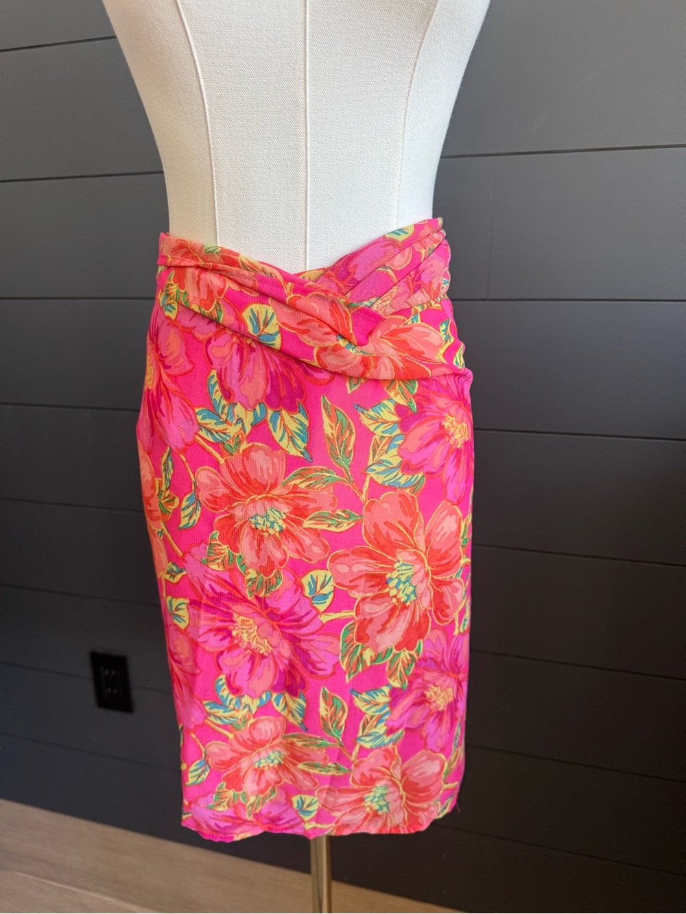 Beach Riot NEW Tropical Pink Floral Swim Sarong Wrap Sheer Summer Swim Vacation